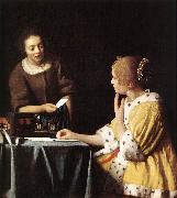 VERMEER VAN DELFT, Jan Lady with Her Maidservant Holding a Letter wetr France oil painting artist